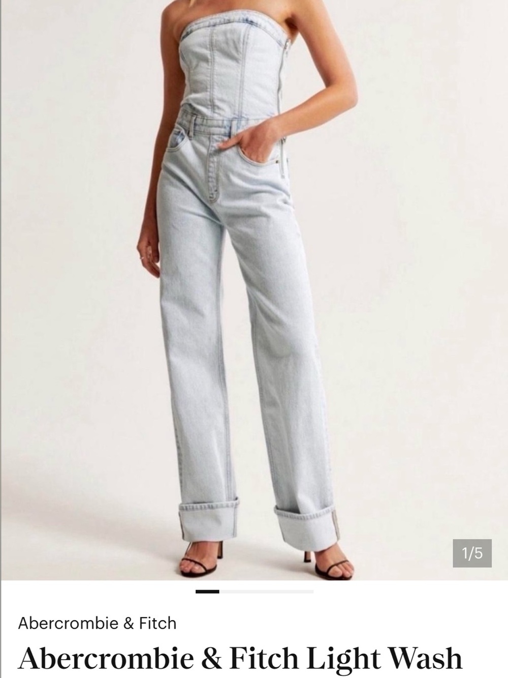 Abercrombie & Fitch Light Wash strapless denim jumpsuit- Women's
